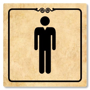 WC muži, 118x118mm, pergamen, Texas